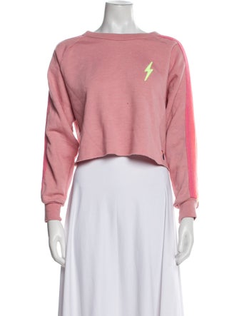 Aviator Nation Bateau Neckline Long Sleeve Crop Top