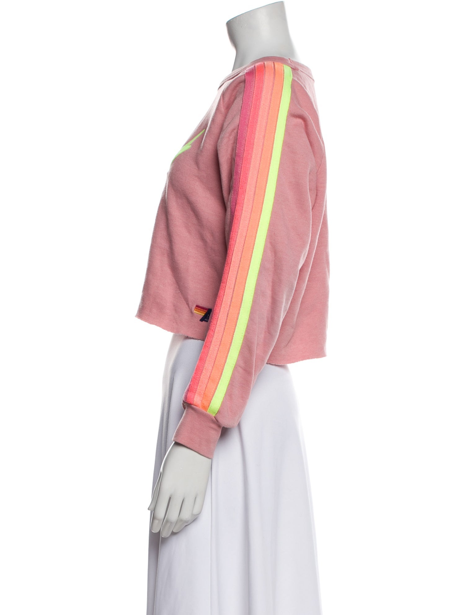 Aviator Nation Bateau Neckline Long Sleeve Crop Top