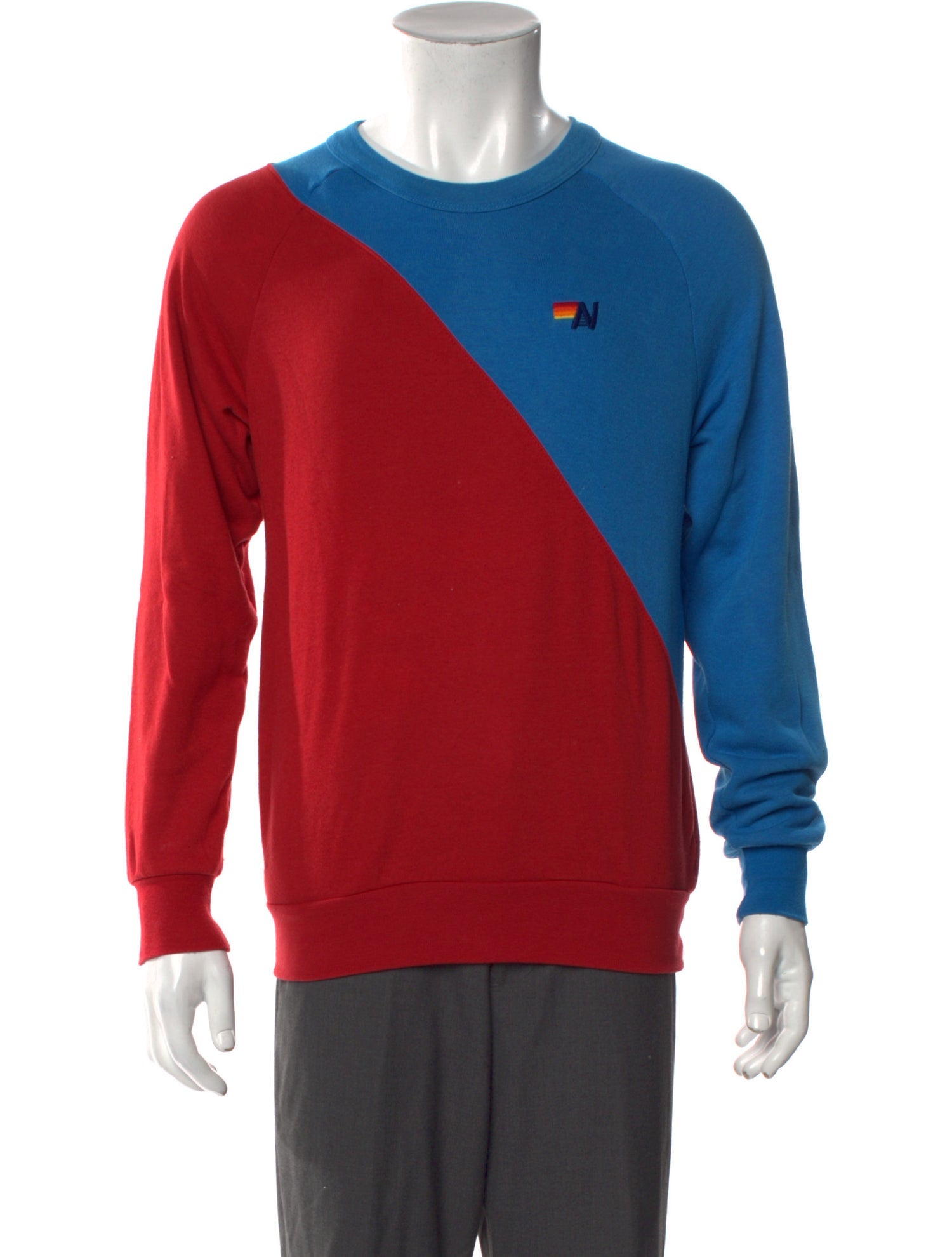 Aviator Nation Colorblock Pattern Crew Neck Sweatshirt