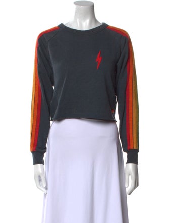 Aviator Nation Striped Bateau Neckline Crop Top