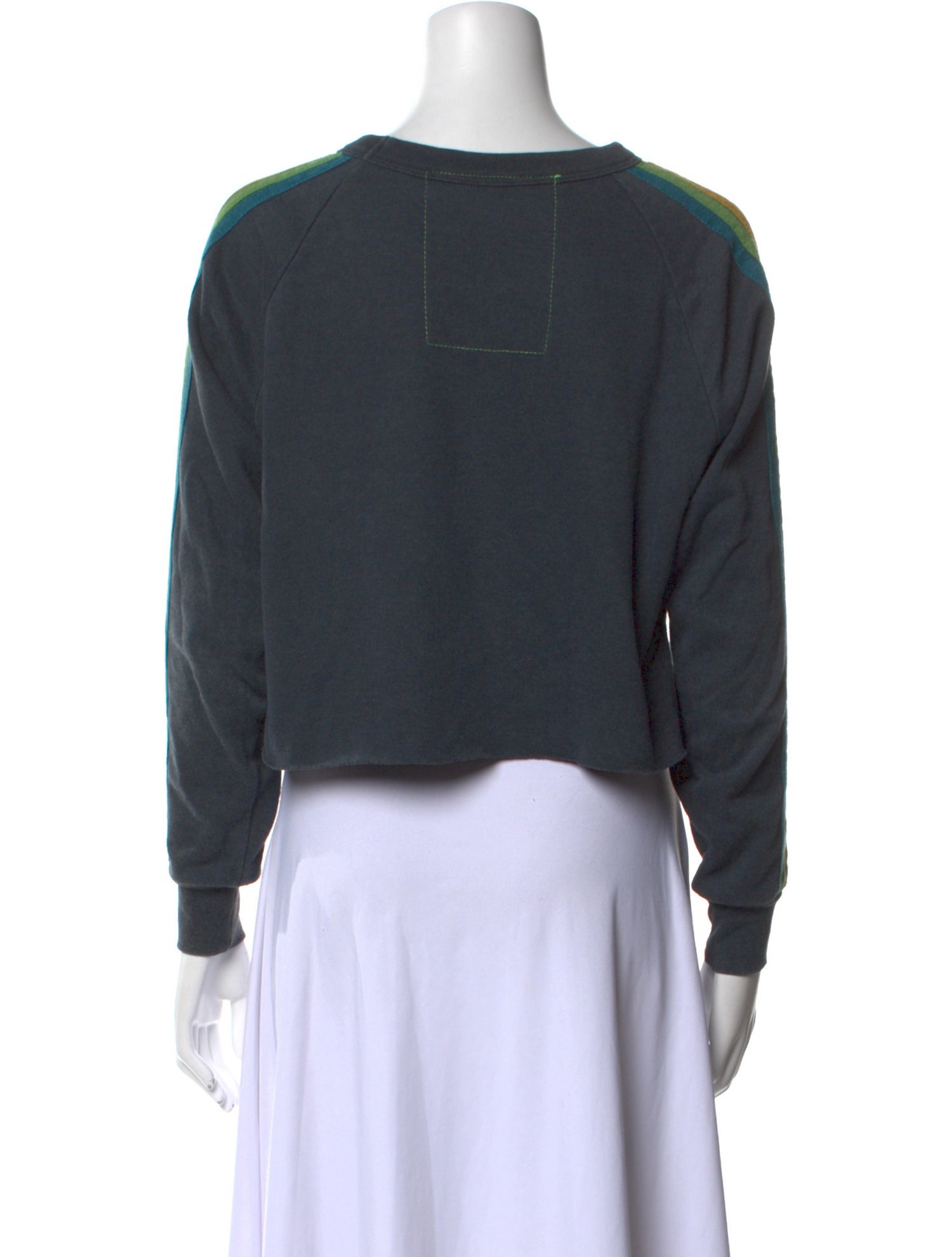 Aviator Nation Striped Bateau Neckline Crop Top