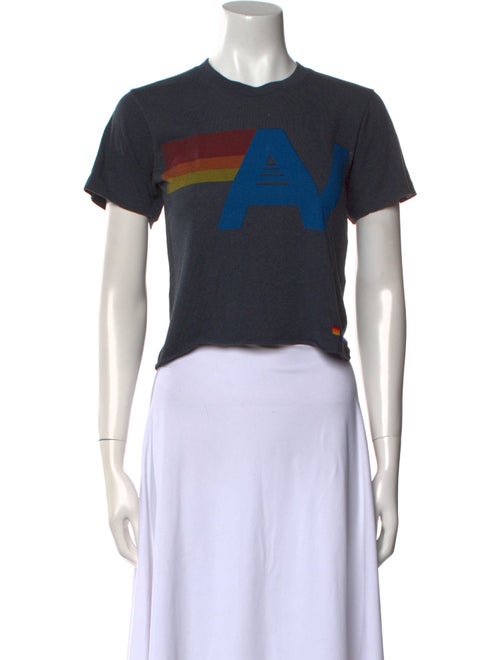 Aviator Nation Graphic Print Crew Neck Crop Top