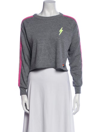 Aviator Nation Striped Bateau Neckline Crop Top