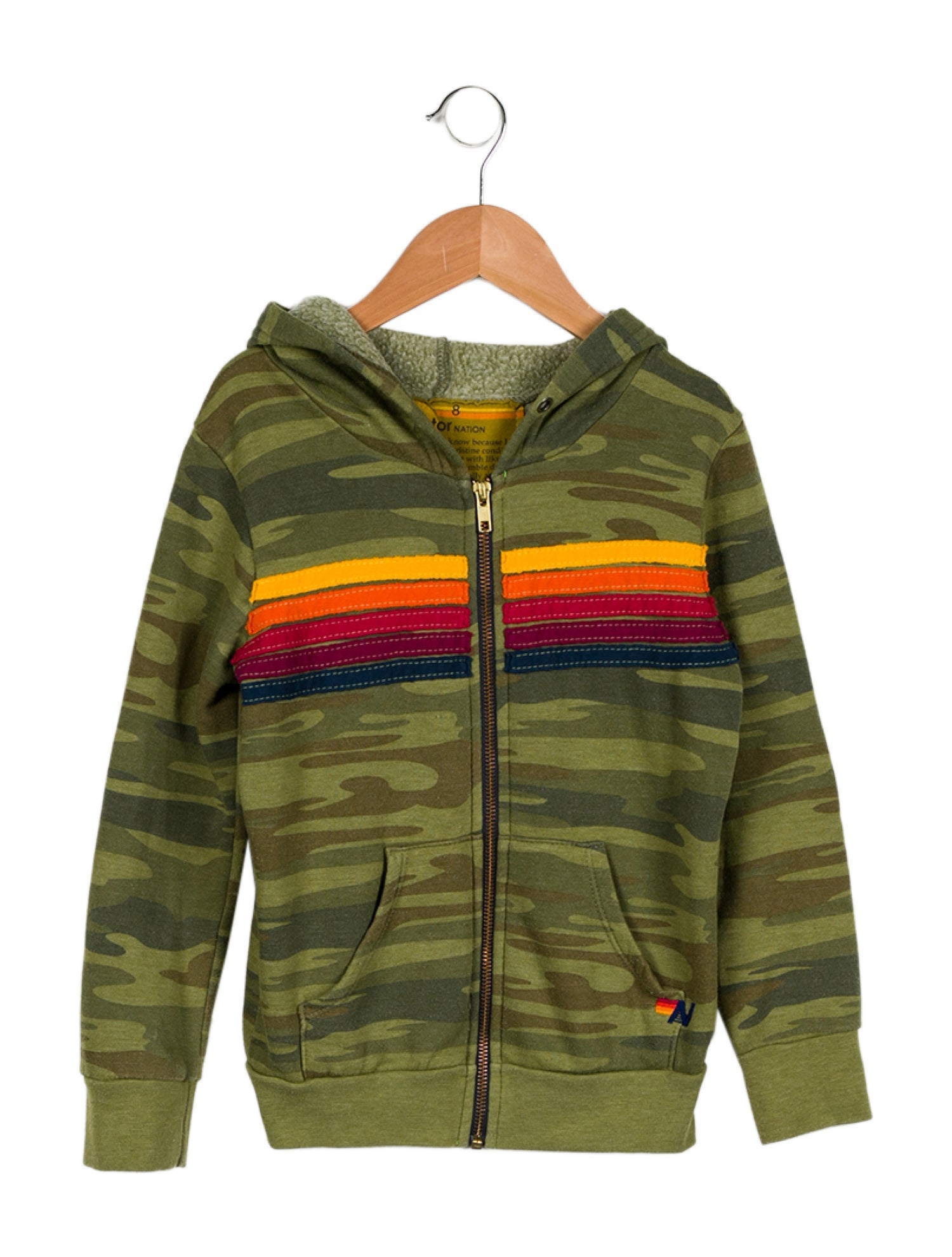 Aviator Nation Cotton Pattern Print Camo Full Zip Hoodie