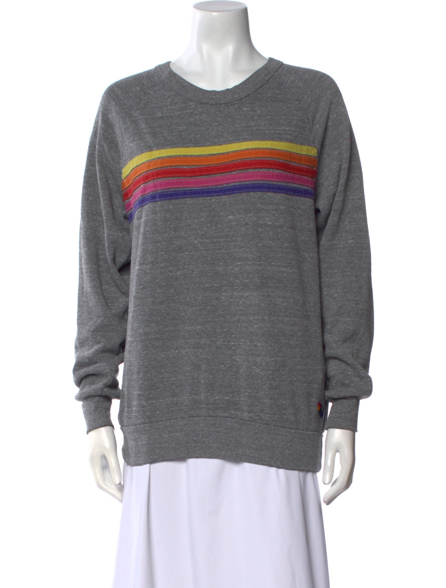 Aviator Nation Striped Crew Neck Sweatshirt