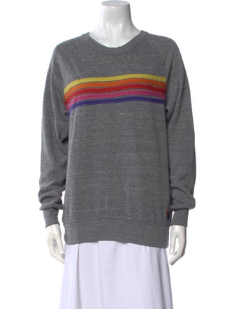 Aviator Nation Striped Crew Neck Sweatshirt