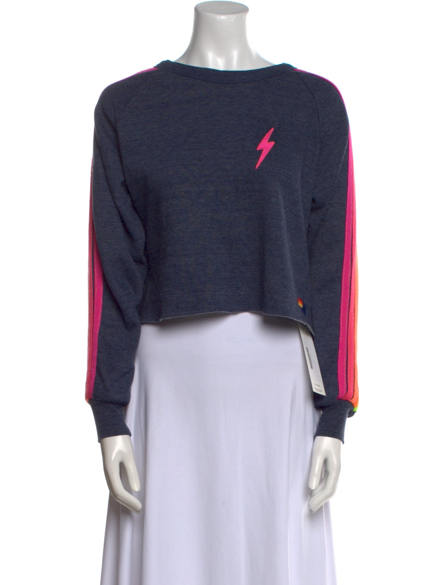 Aviator Nation Graphic Print Bateau Neckline Crop Top