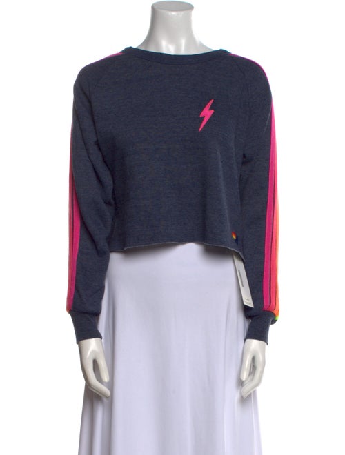 Aviator Nation Graphic Print Bateau Neckline Crop Top