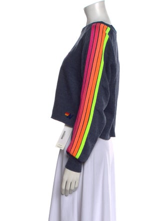 Aviator Nation Graphic Print Bateau Neckline Crop Top