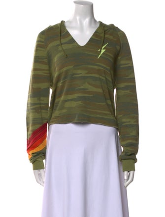 Aviator Nation Camouflage Print V-Neck Sweatshirt