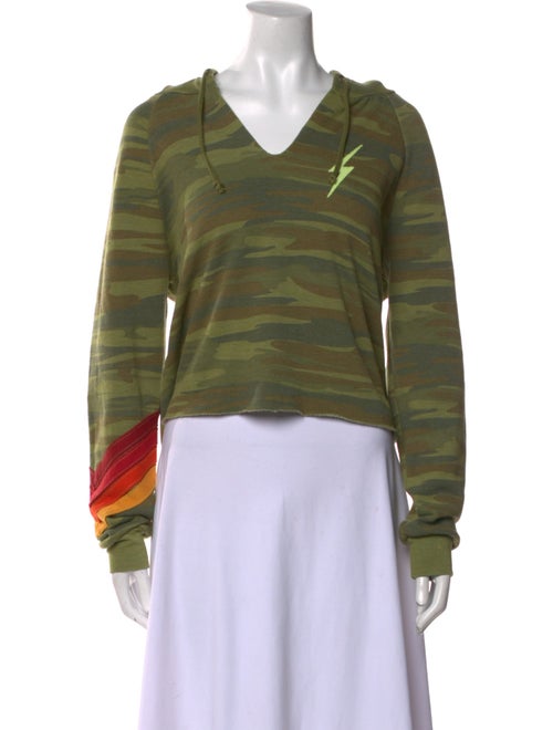 Aviator Nation Camouflage Print V-Neck Sweatshirt