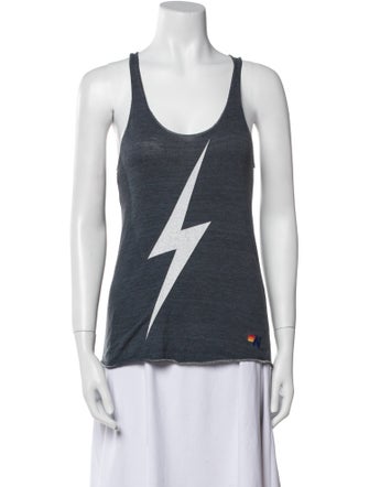 Aviator Nation Graphic Print Scoop Neck Top