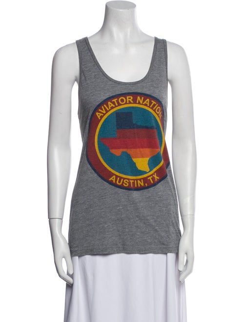 Aviator Nation Graphic Print Scoop Neck Top