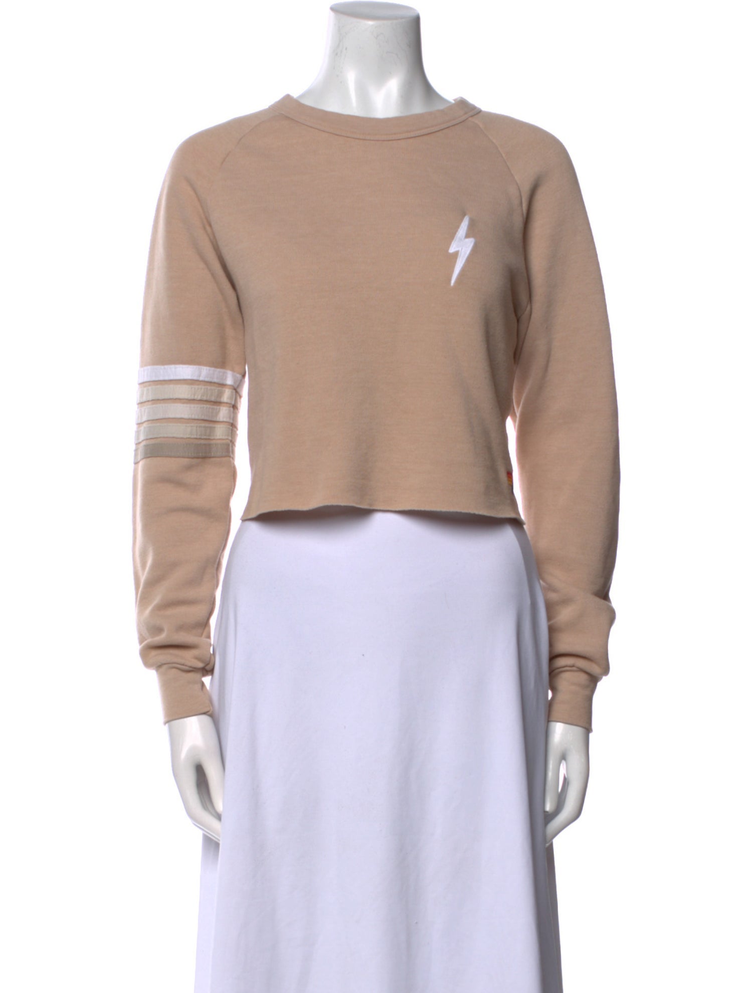 Aviator Nation Scoop Neck Long Sleeve Crop Top