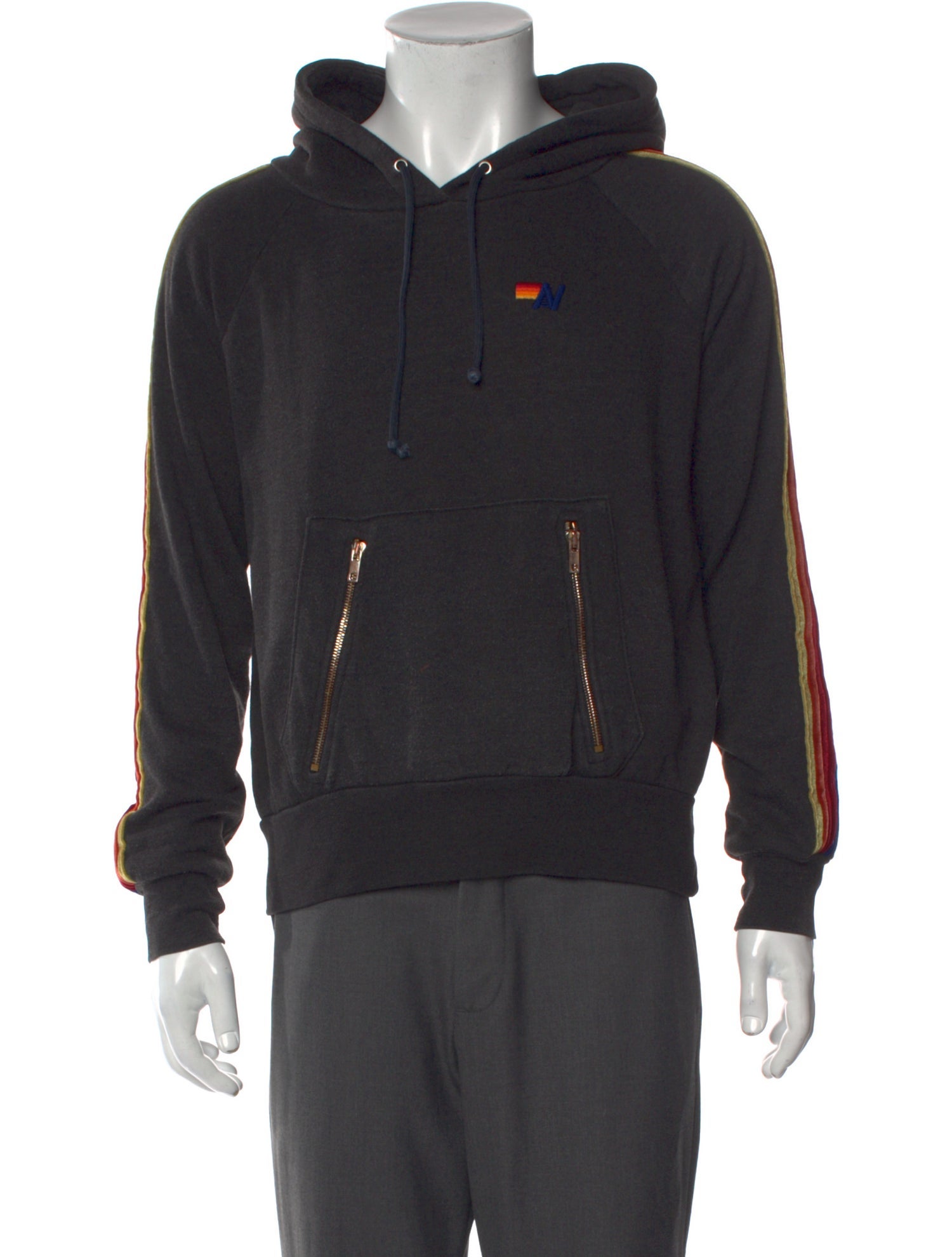 Aviator Nation Striped Crew Neck Hoodie