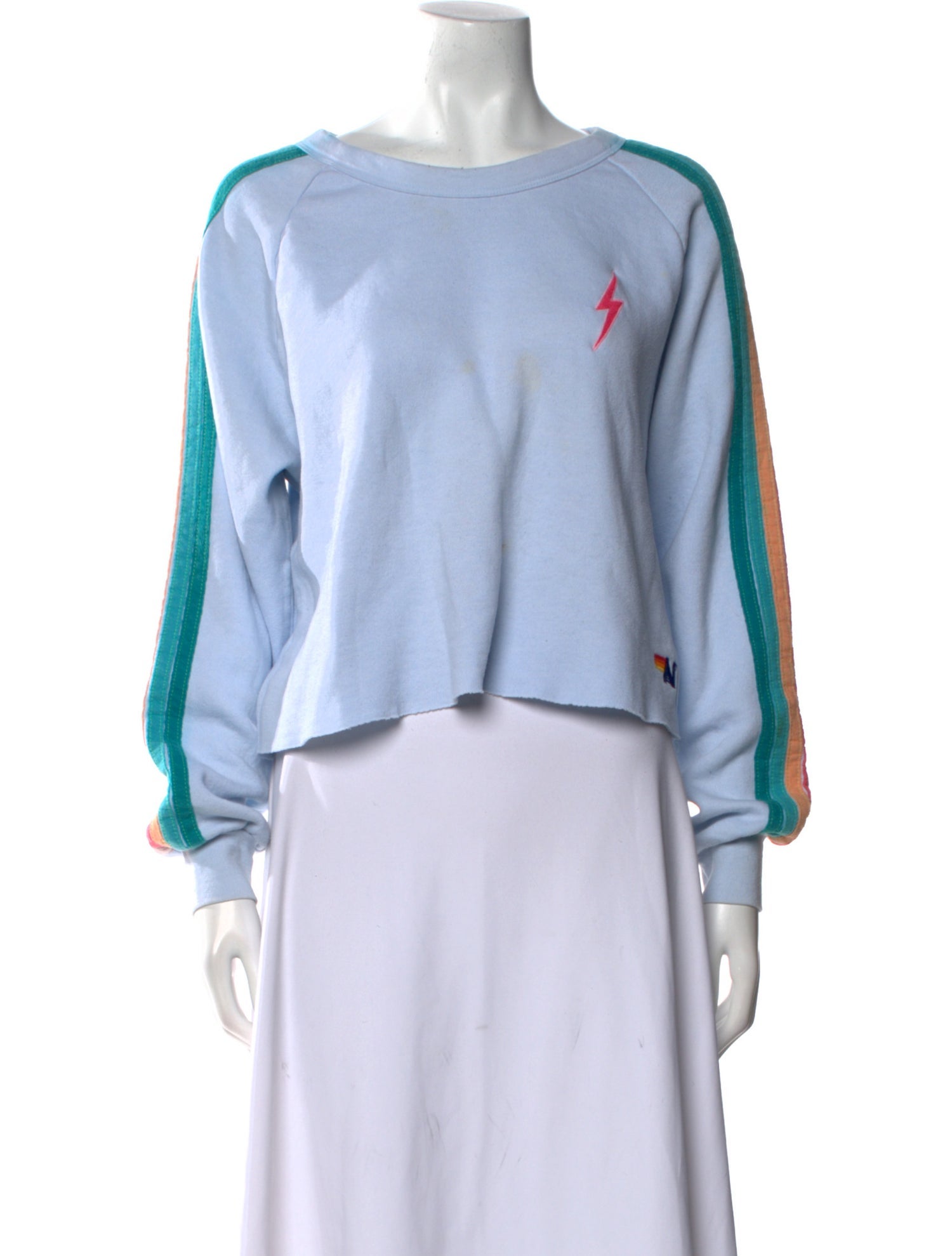 Aviator Nation Patterned Bateau Neckline Crop Top