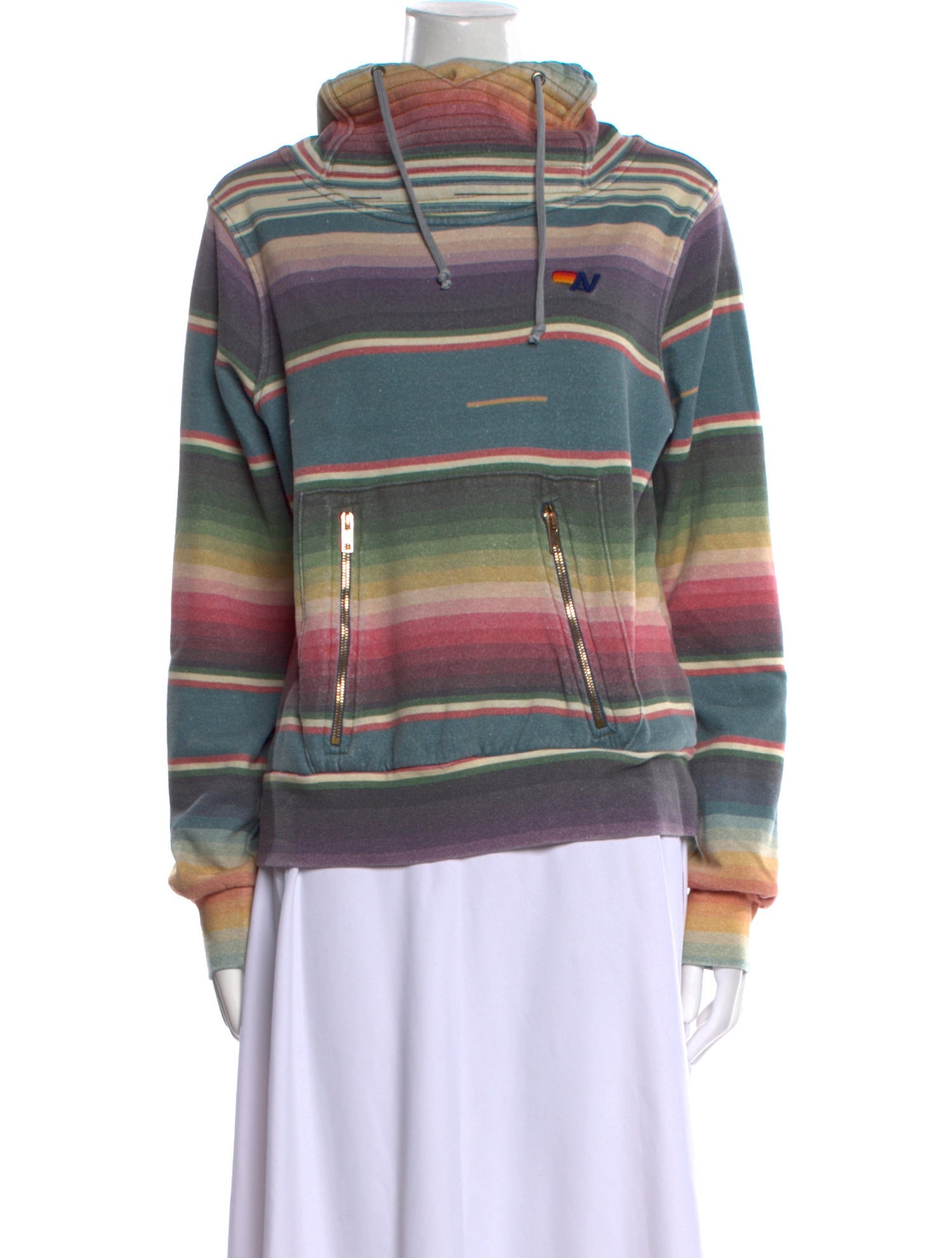 Aviator Nation Striped Mock Neck Sweatshirt