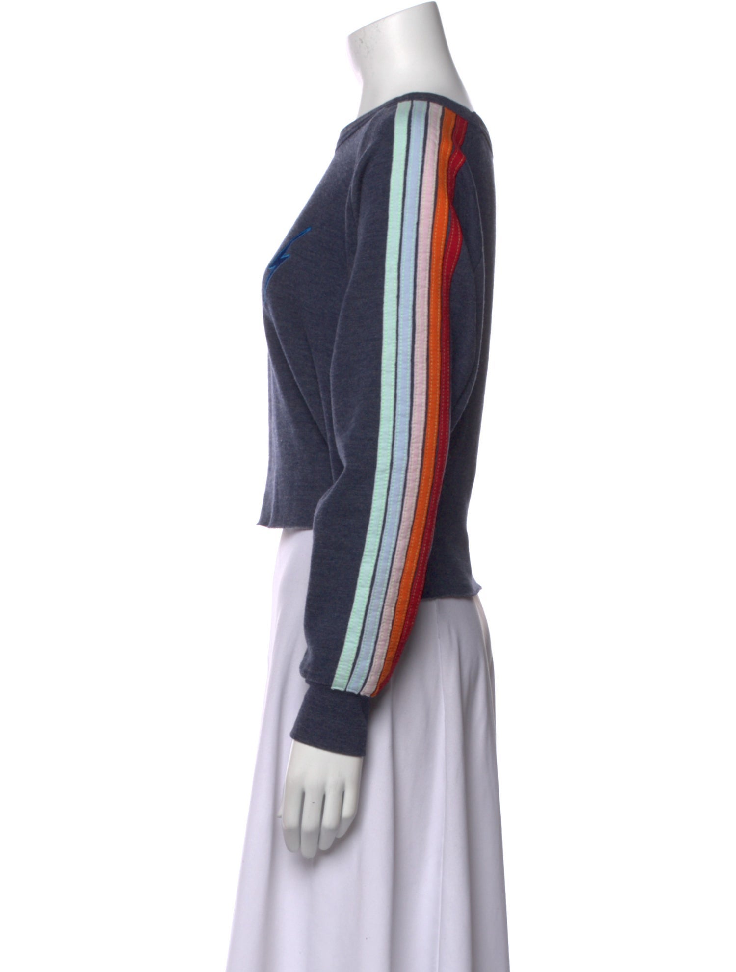 Aviator Nation Striped Bateau Neckline Crop Top