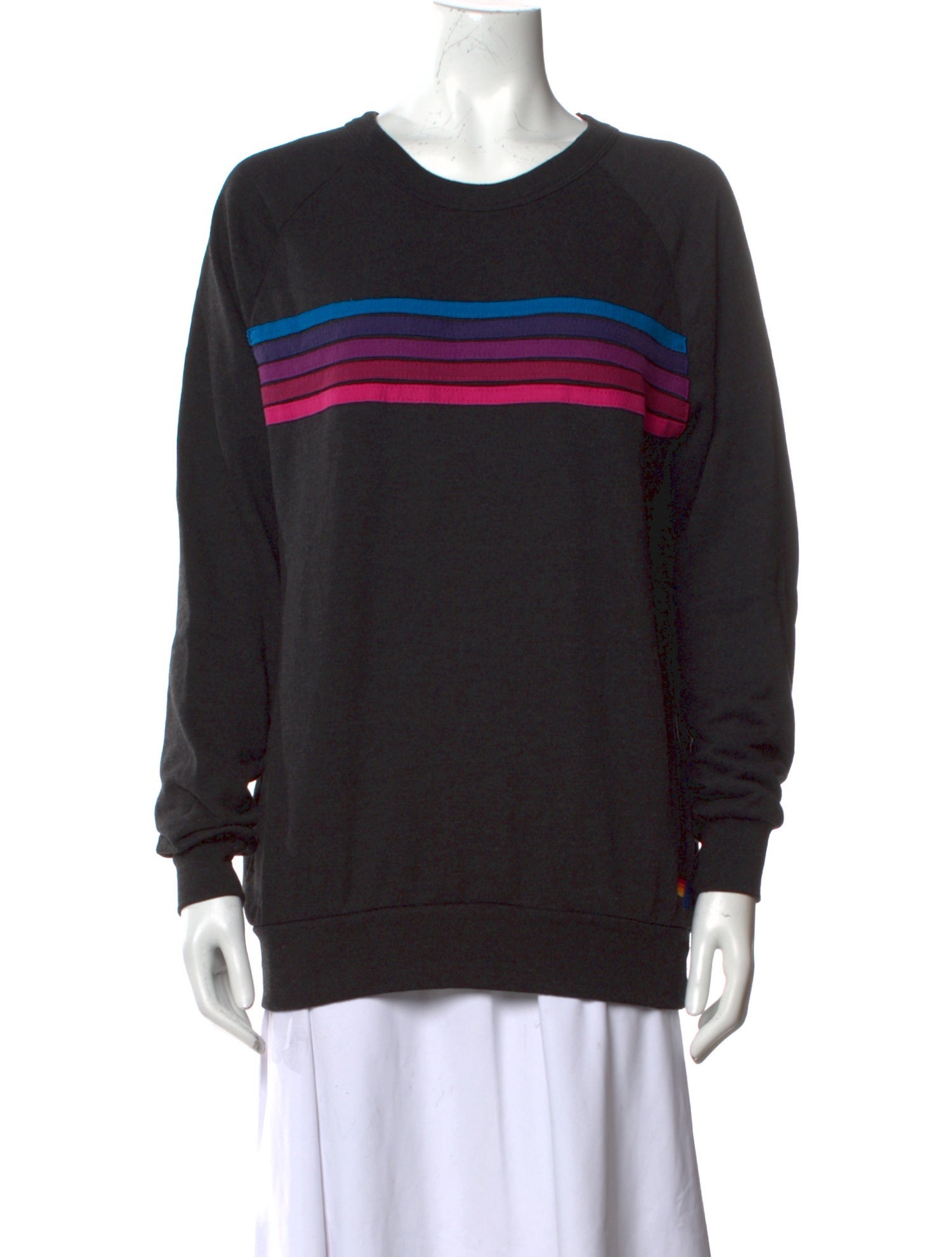 Aviator Nation Striped Crew Neck Sweatshirt