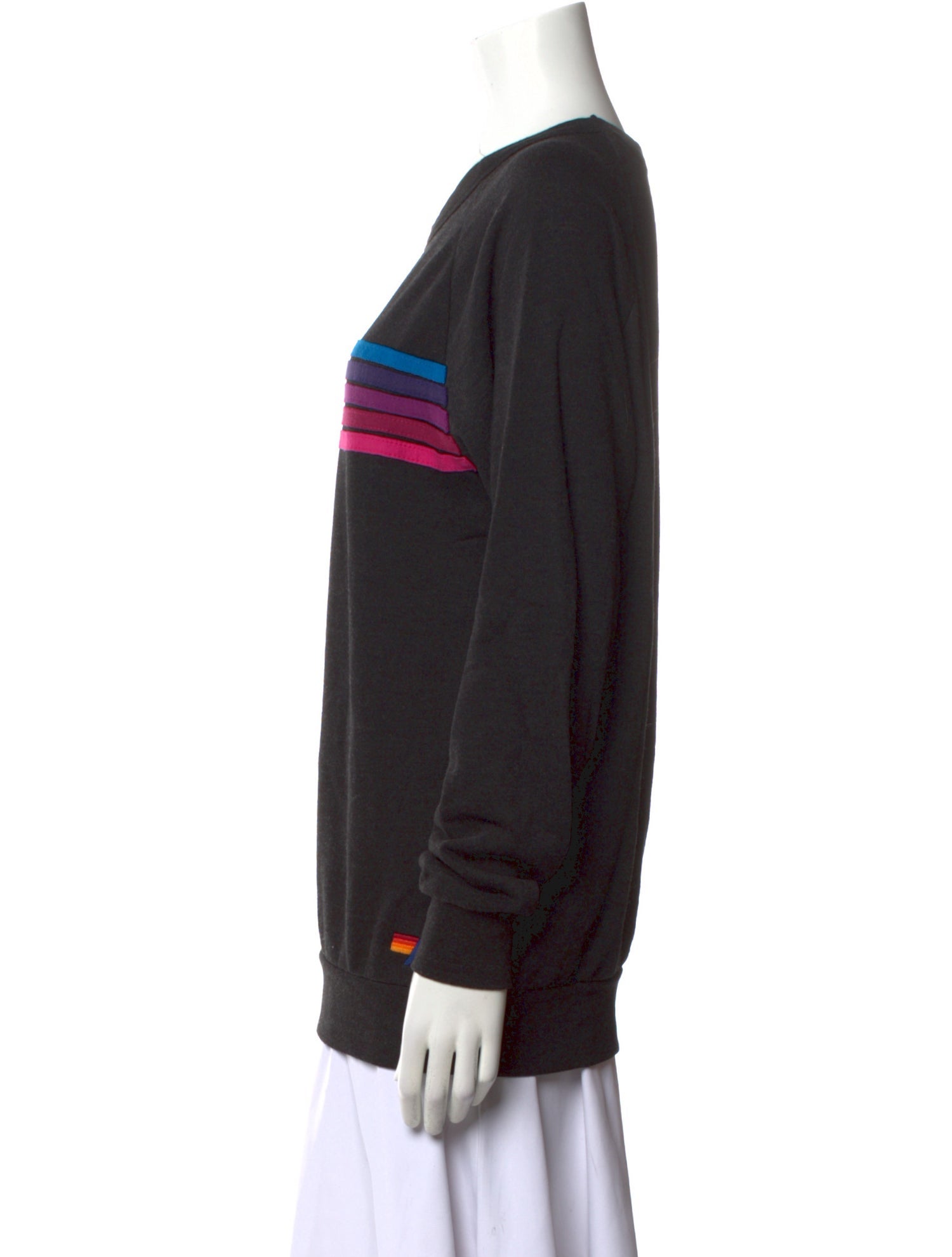 Aviator Nation Striped Crew Neck Sweatshirt