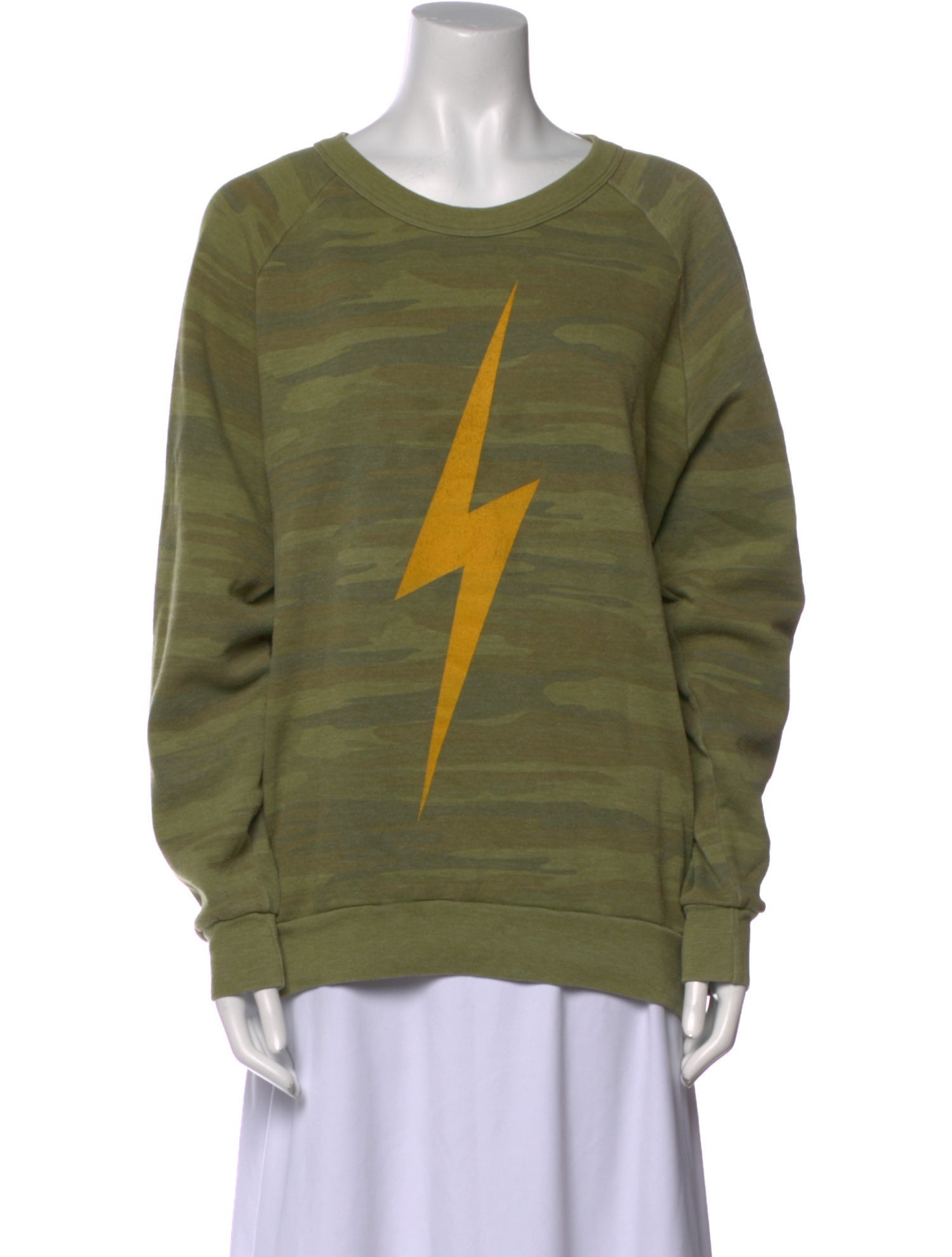 Aviator Nation Camouflage Print Scoop Neck Sweatshirt