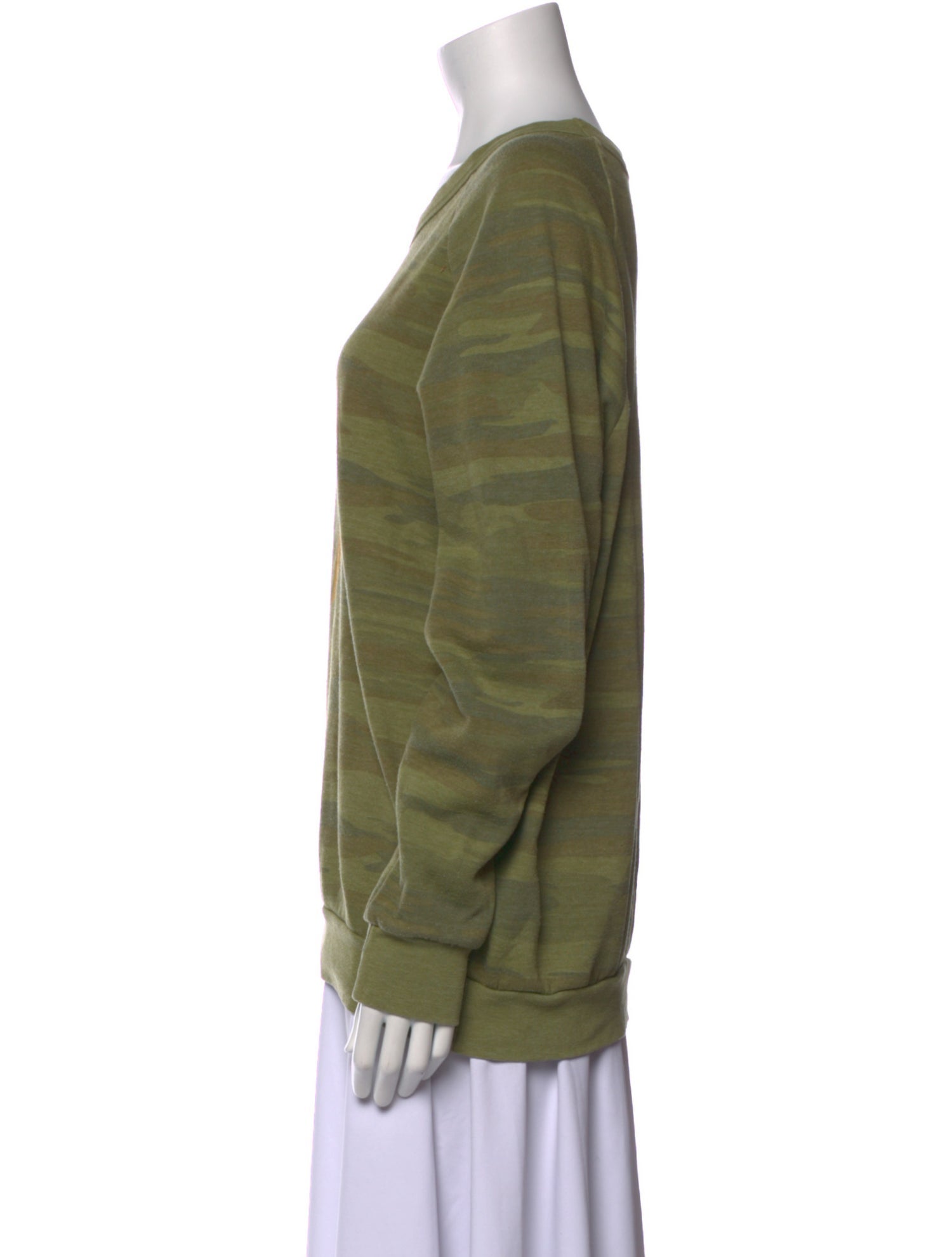 Aviator Nation Camouflage Print Scoop Neck Sweatshirt