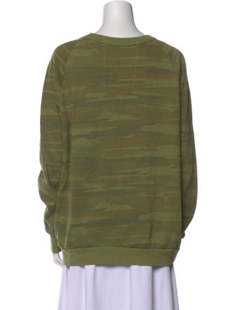 Aviator Nation Camouflage Print Scoop Neck Sweatshirt