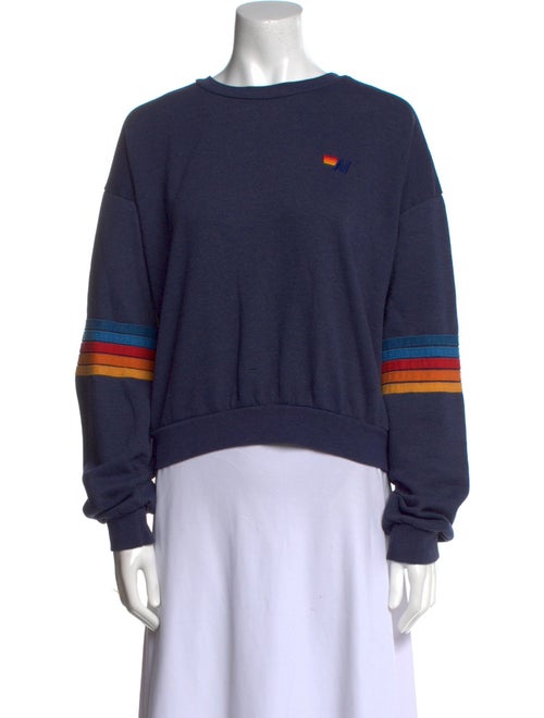 Aviator Nation Striped Crew Neck Sweatshirt