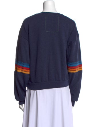 Aviator Nation Striped Crew Neck Sweatshirt