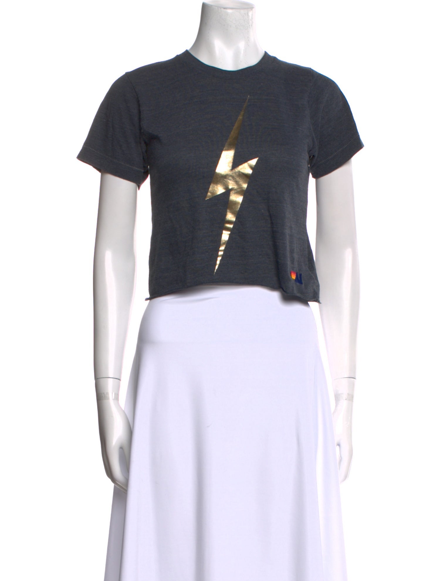 Aviator Nation Crew Neck Short Sleeve Crop Top