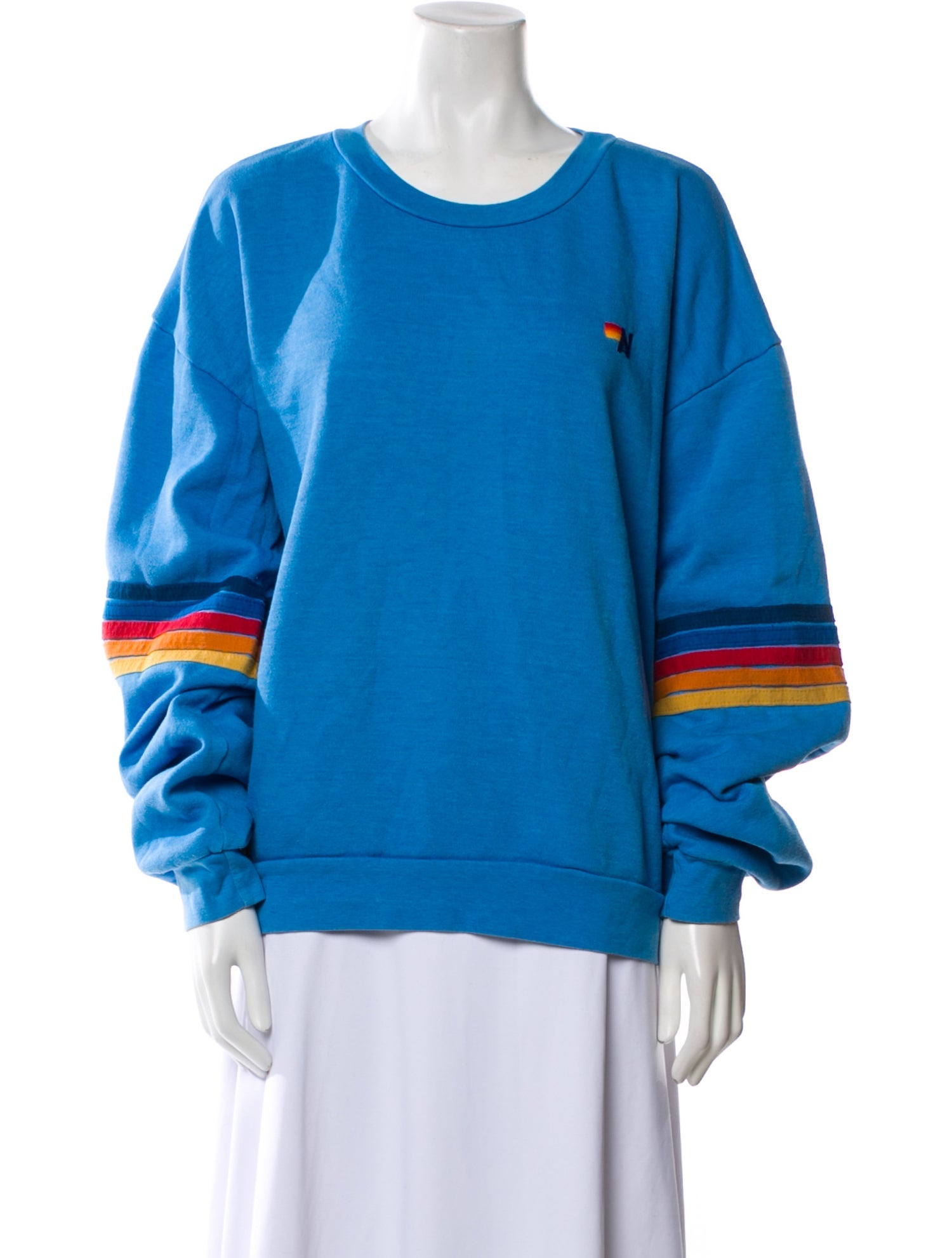 Aviator Nation Striped Crew Neck Sweatshirt