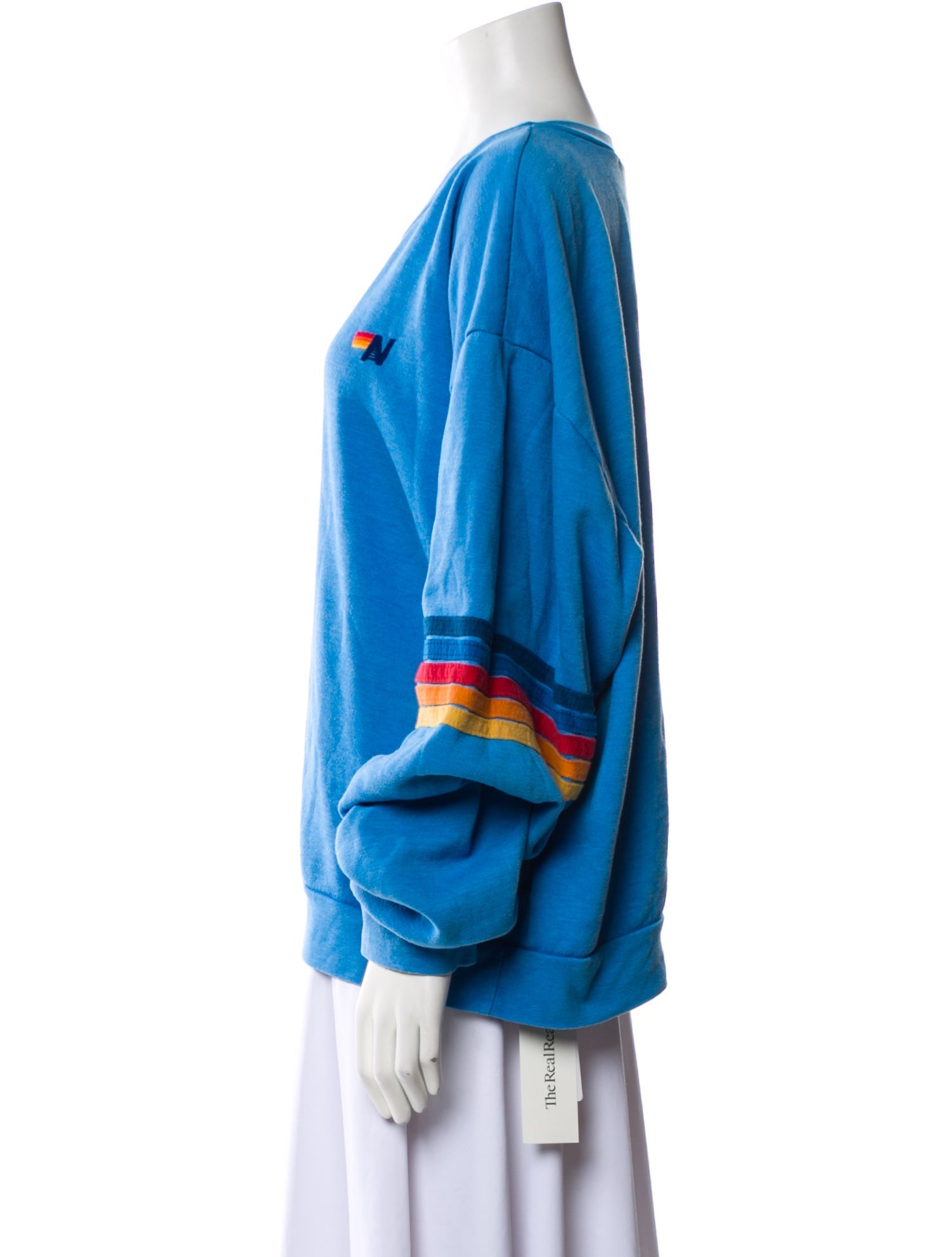 Aviator Nation Striped Crew Neck Sweatshirt