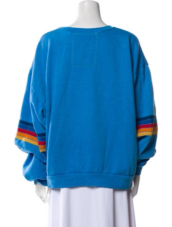 Aviator Nation Striped Crew Neck Sweatshirt