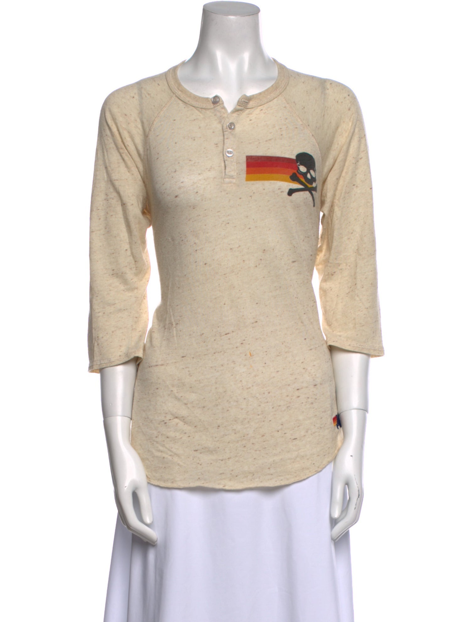 Aviator Nation Crew Neck Three-Quarter Sleeve Top