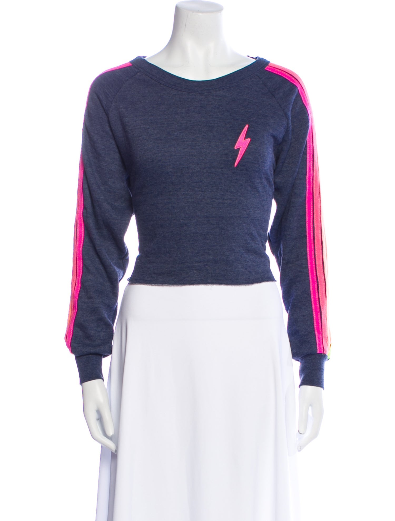 Aviator Nation Striped Bateau Neckline Sweatshirt