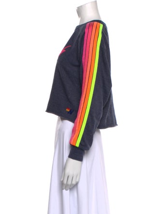 Aviator Nation Striped Bateau Neckline Crop Top