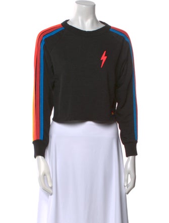 Aviator Nation Graphic Print Crew Neck Crop Top