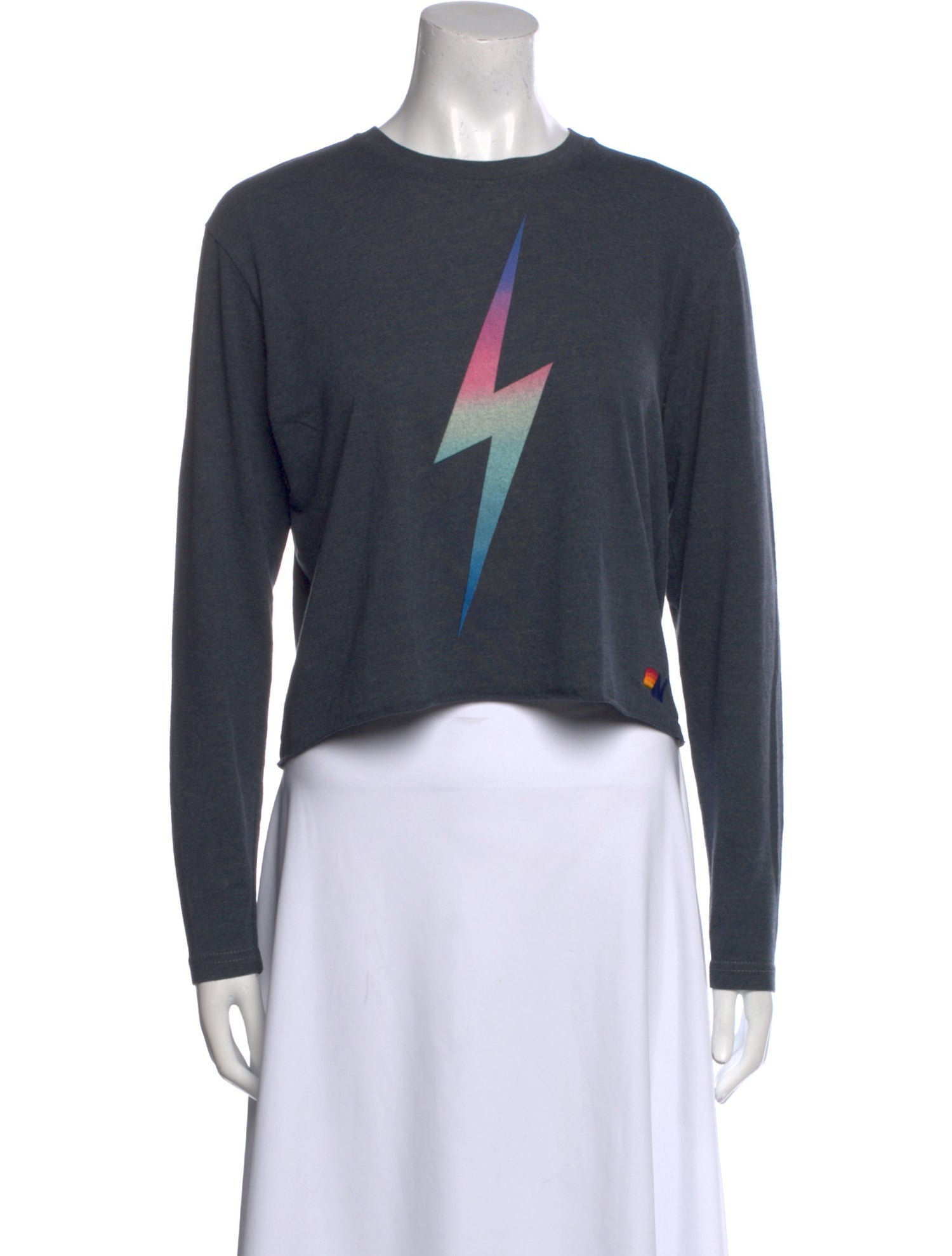 Aviator Nation Graphic Print Crew Neck Crop Top