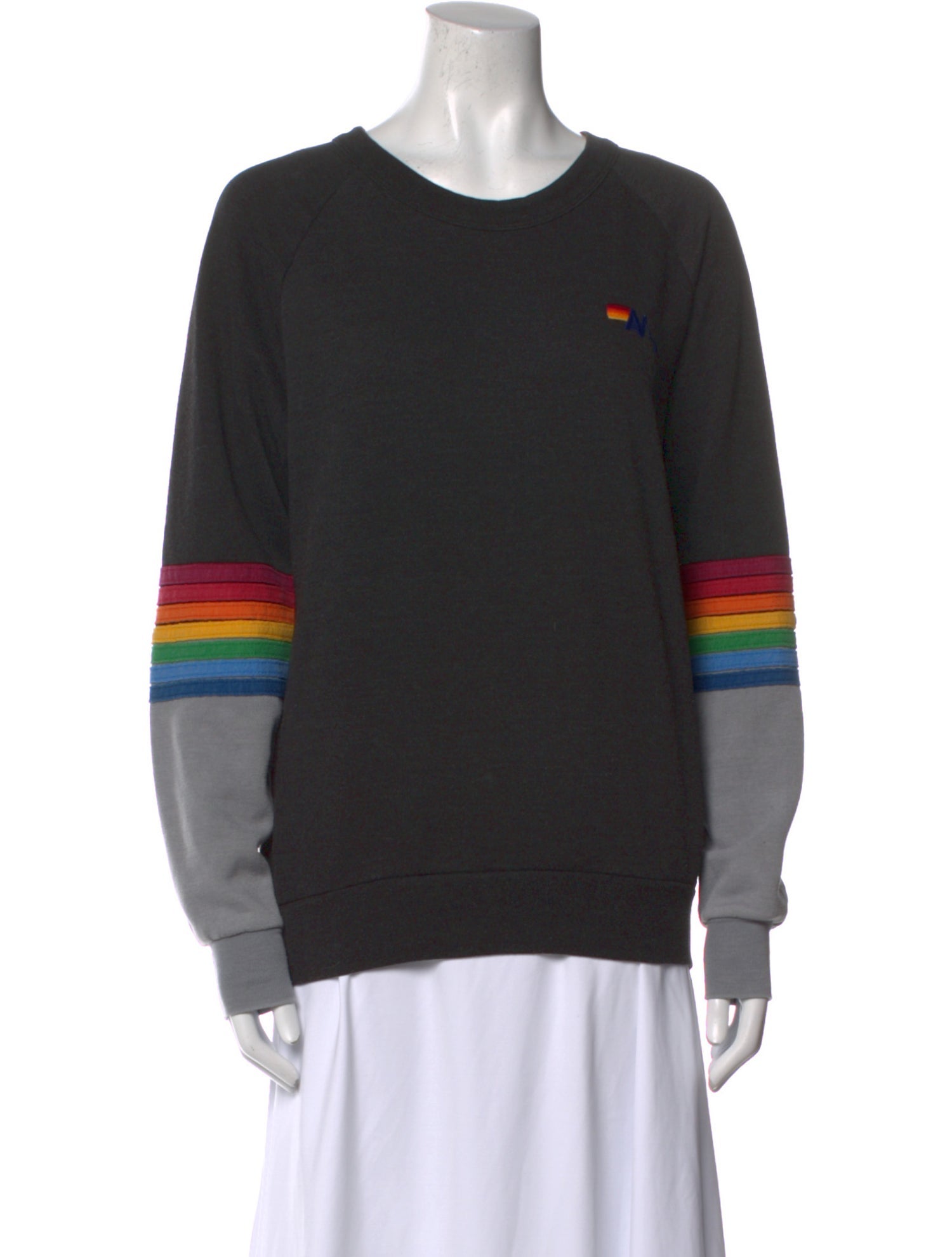 Aviator Nation Colorblock Pattern Crew Neck Sweatshirt