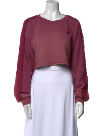 Aviator Nation Crew Neck Long Sleeve Crop Top