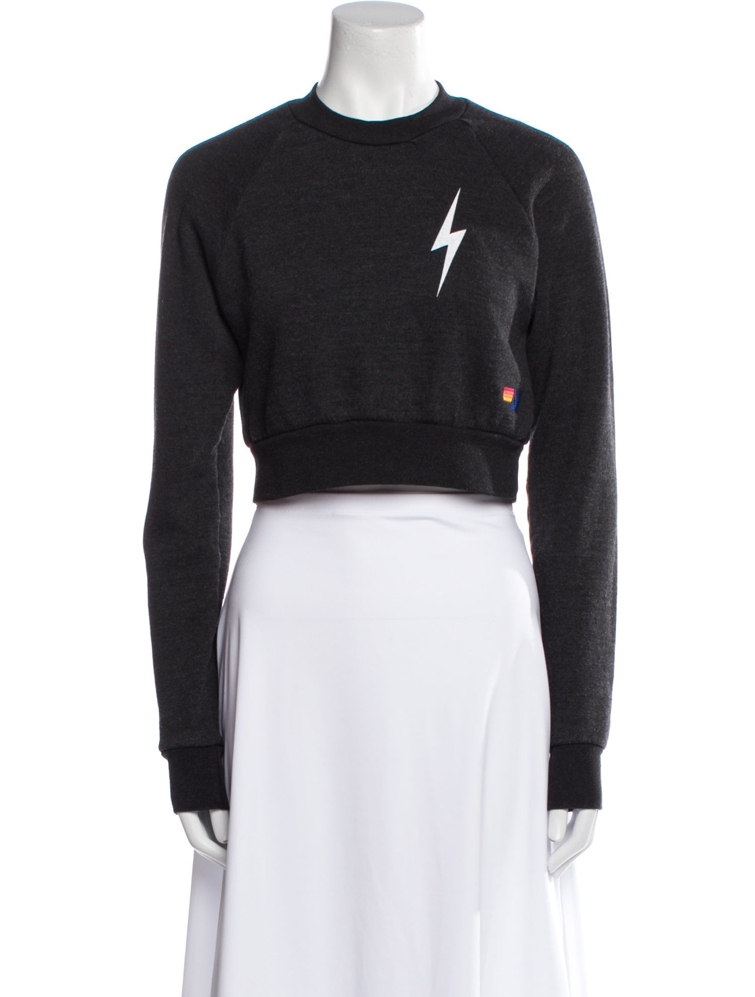 Aviator Nation Mock Neck Long Sleeve Crop Top