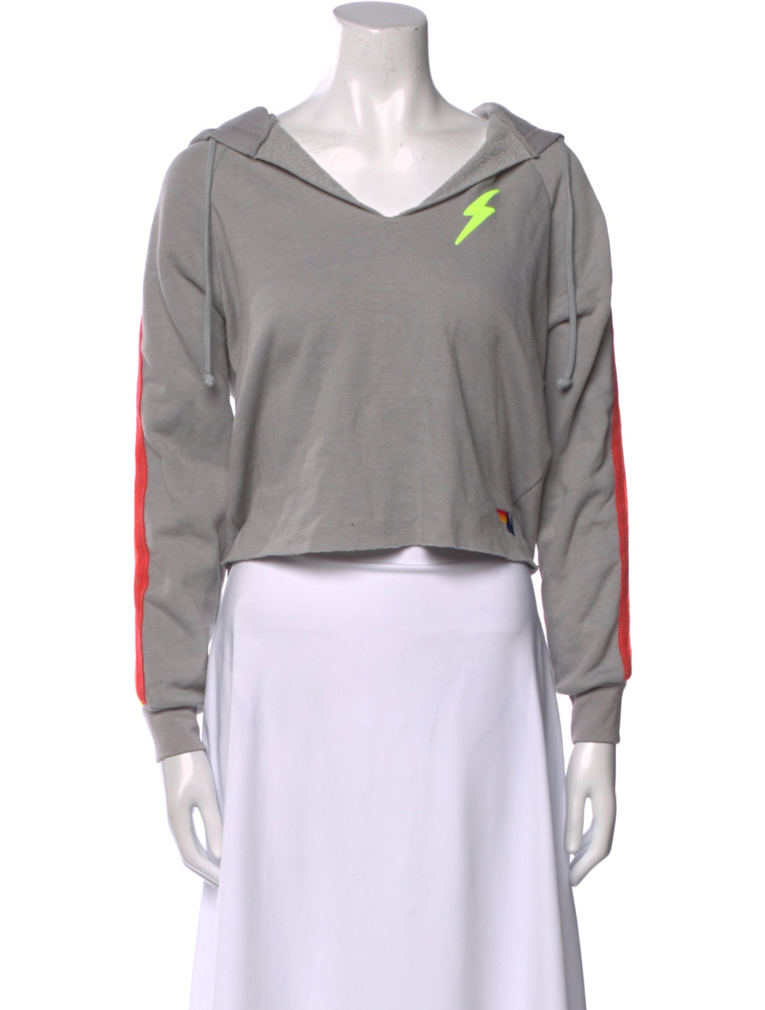 Aviator Nation V-Neck Long Sleeve Crop Top