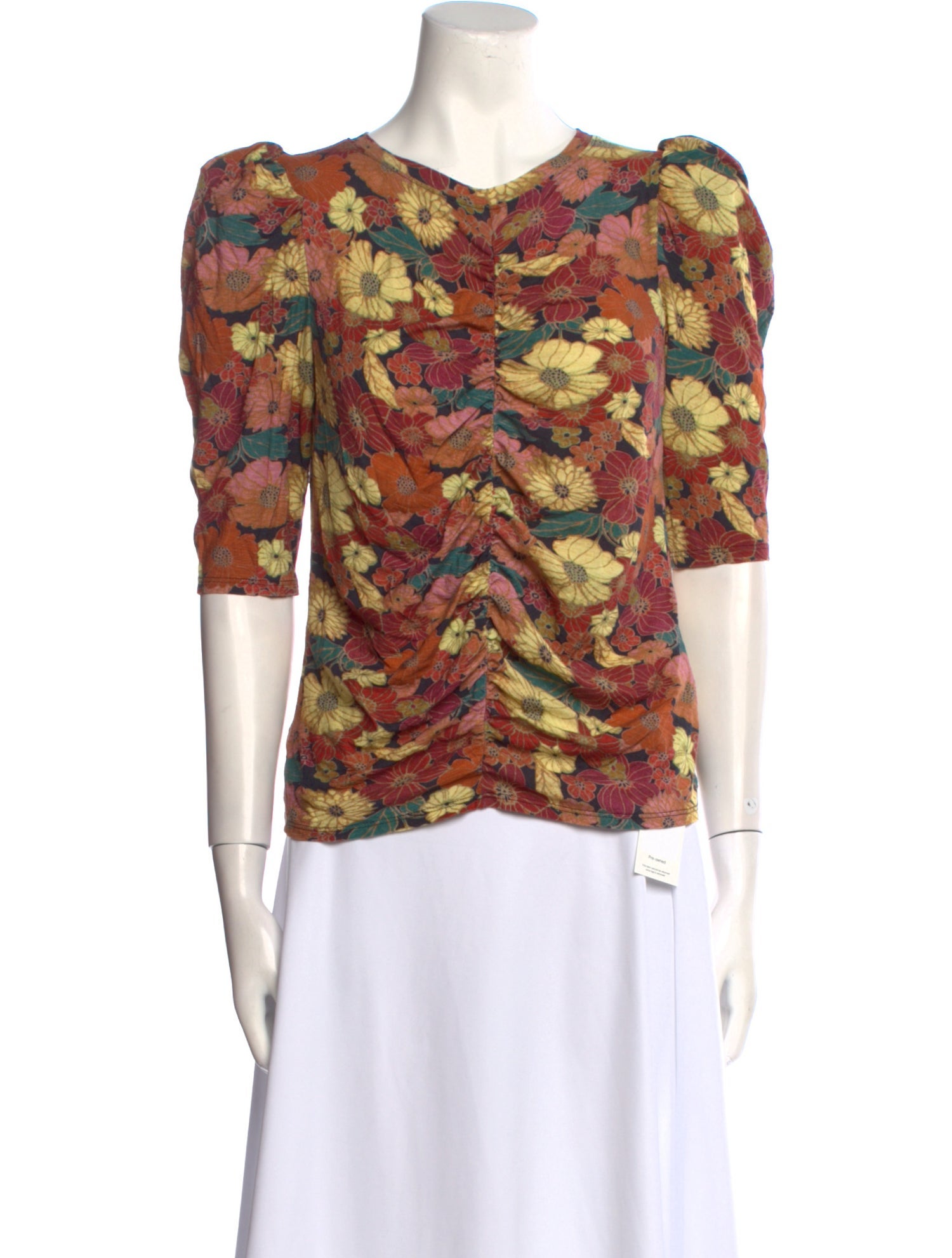 Aviator Nation Floral Print Cowl Neck Blouse