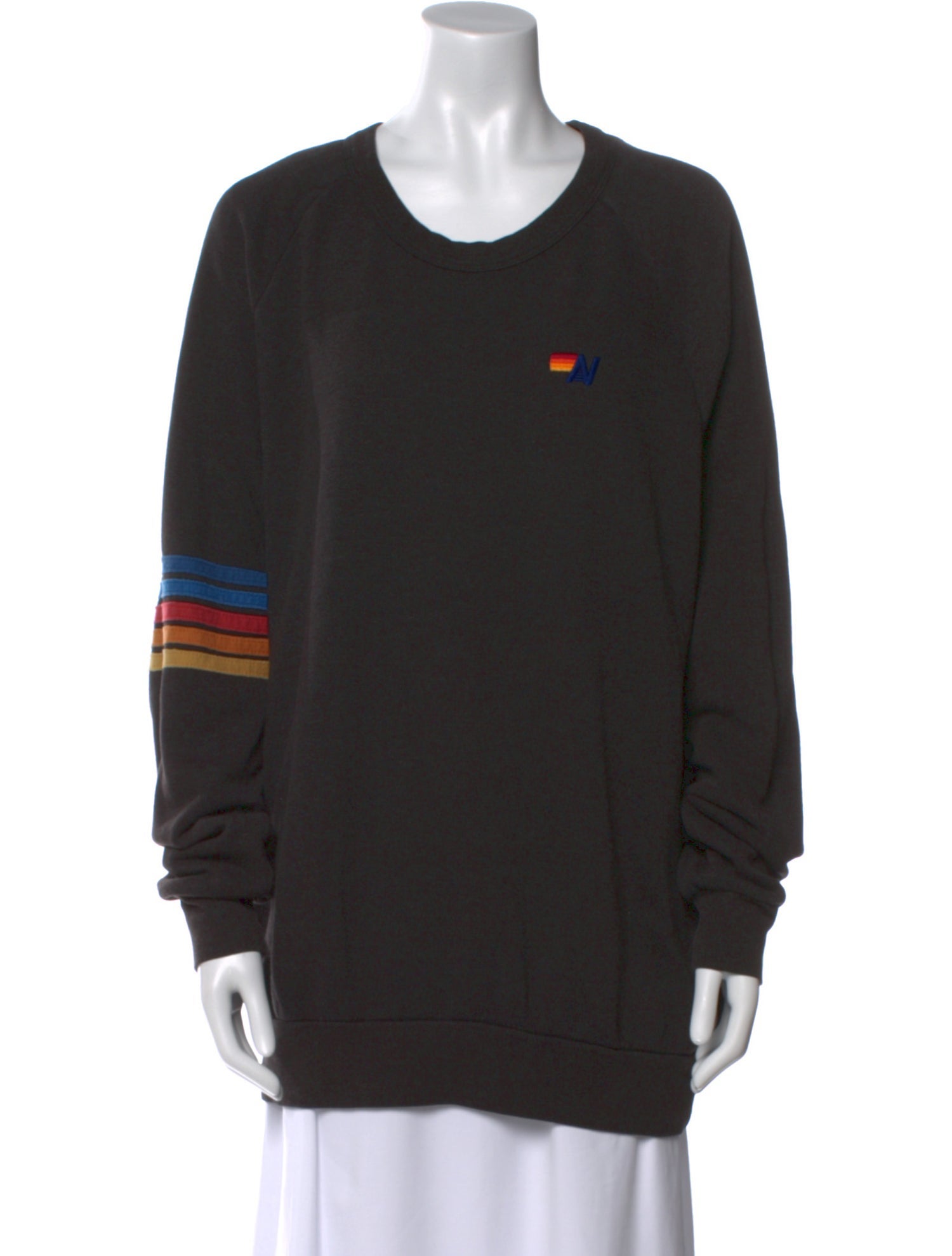Aviator Nation Striped Crew Neck Sweatshirt