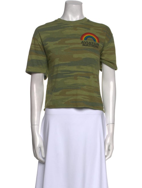 Aviator Nation Camouflage Print Crew Neck T-Shirt