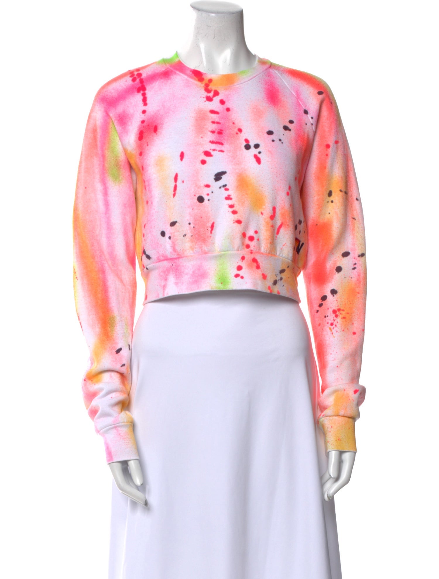 Aviator Nation Tie-Dye Print Crew Neck Crop Top