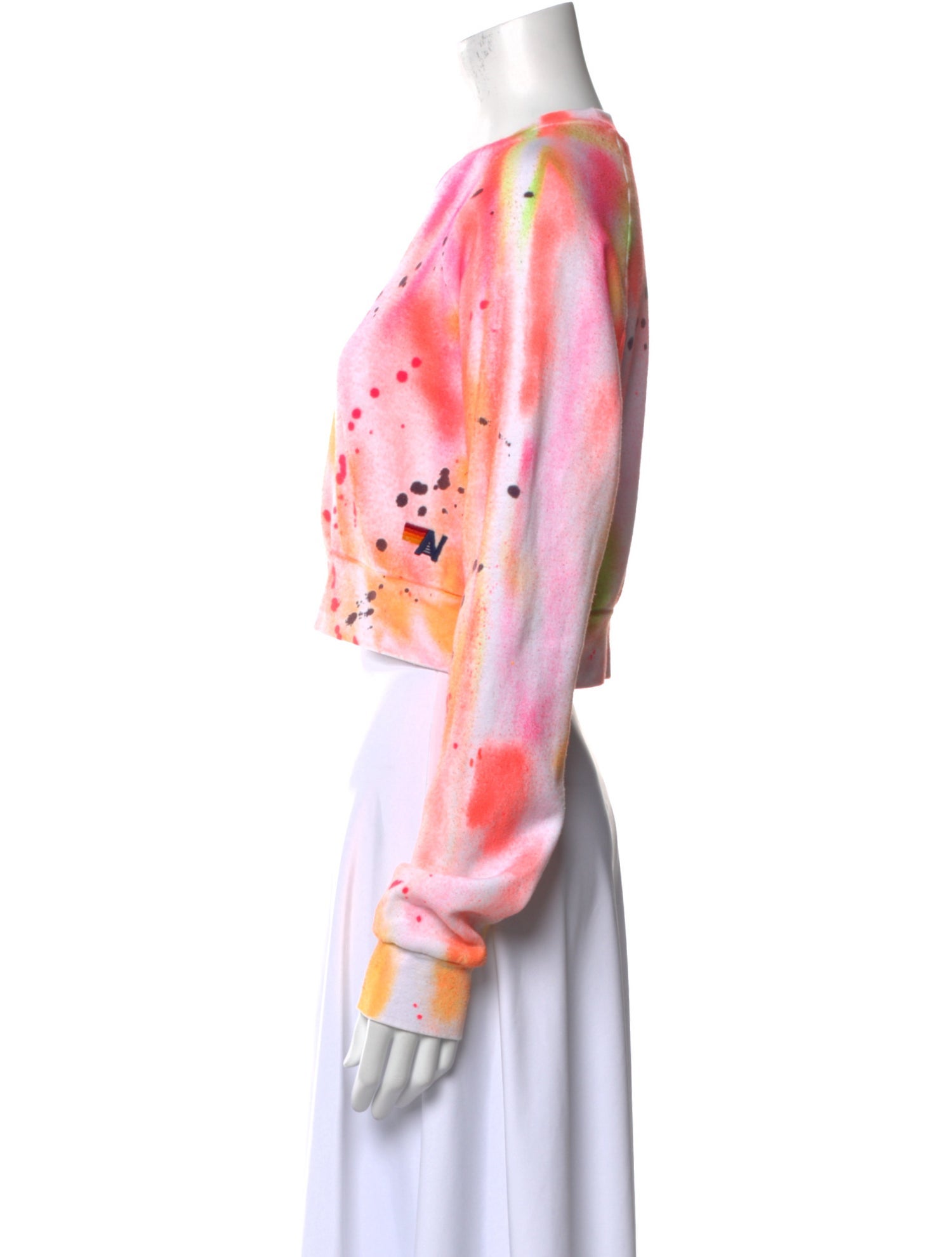 Aviator Nation Tie-Dye Print Crew Neck Crop Top