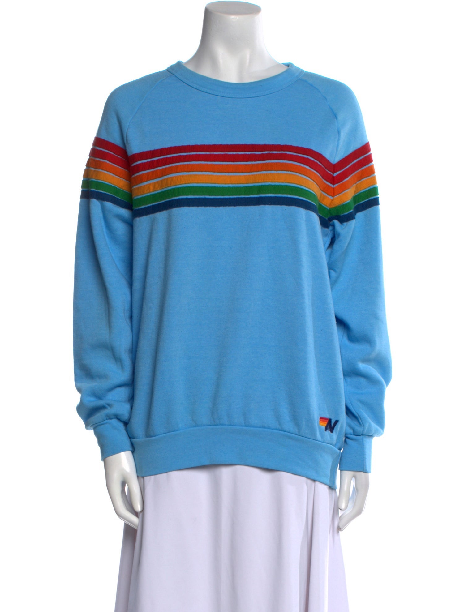 Aviator Nation Striped Crew Neck Sweatshirt