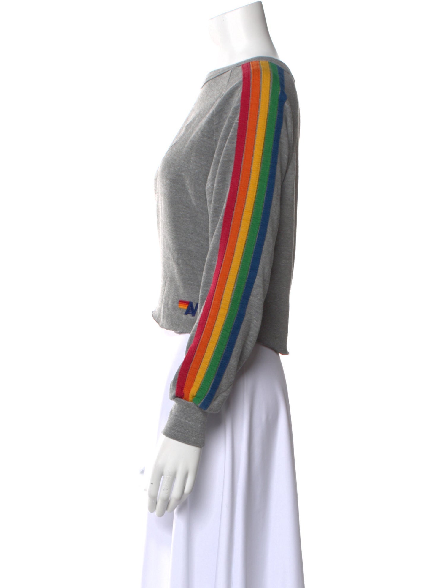 Aviator Nation Bateau Neckline Long Sleeve Crop Top