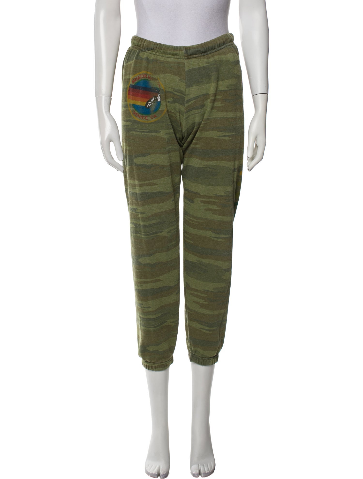 Aviator Nation Camouflage Print Embroidered Accent Sweatpants